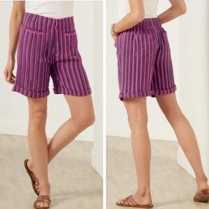 NEW Soft Surroundings Bermuda Shorts Dulcinea Pink Striped Pocket Beachy XL/18